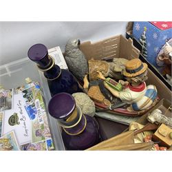 Gone Fishing Norman Rockwell The Saturday Evening Post figure, Animal Classics bird figure, Rington's novelty teapots, Fry's Chocolate reproduction box etc in three boxes