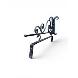 Blacksmith made wrought metal wall hanging sign bracket, scrollwork detail, including wall bracket and sign bracket