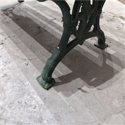 Cast iron and wood slatted garden bench