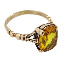 9ct rose gold single stone citrine ring, hallmarked