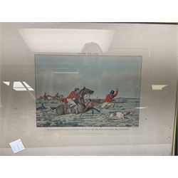 'Getting over a difficulty'; 'getting dead beat'; 'getting a dive'; 'getting into a difficulty' and 'getting into a bog', set five hunting engravings with hand-colouring pub. S&J Fuller 23cm x 30cm (5)