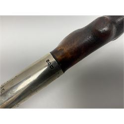 Victorian trap/coaching whip, principally in blackened thorn wood, with a silver cap engraved 'Marmaduke Furness Esquire Nov 1st 1904', hallmarked London 1900, makers mark AC, L173cm 