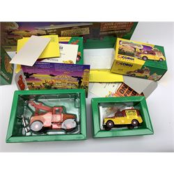 Corgi Showmans Range - twelve vehicles comprising 24801 Leyland Dodgem Truck & Caravan Set, 16501 Scammell Highwayman Ballast with Closed Pole Trailer & Caravan Set, 15901 Scammell Highwayman Generator with Closed Pole Trailer & Dodgem Trailer Set, 16502 Scammell Highwayman Ballast with Closed Pole Trailer & Caravan Set, 21701 AEC Closed Pole Truck with Closed Pole Trailer Set, 12601 Foden Closed Pole Truck Set, 27801 Atkinson Open Pole Truck Set, 09901 ERF Dodgem Truck & Box Trailer Set, 27602 Atkinson 8 Wheel Rigid Truck & Trailer with Loads Set, 24401 Leyland 8 Wheel Rigid Truck Set, 16101 Scammell Highwayman Crane Set and 06601 Morris 1000 Advanced Publicity Van Set; all virtually mint and boxed with certificates and paperwork (12)
