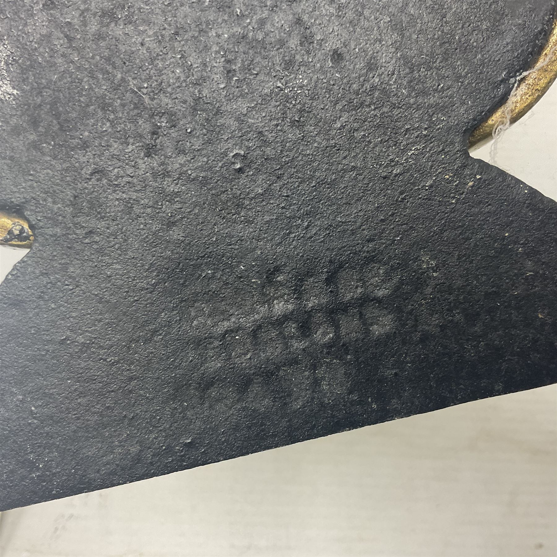 Brass fox mask and hunting whip door stop, H46cm