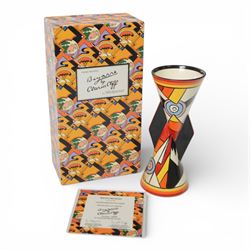 Wedgwood Bizarre by Clarice Cliff, Lightning Yo Yo vase, hand painted based upon an original, limited edition 165/250, with certificate and box, H23cm 