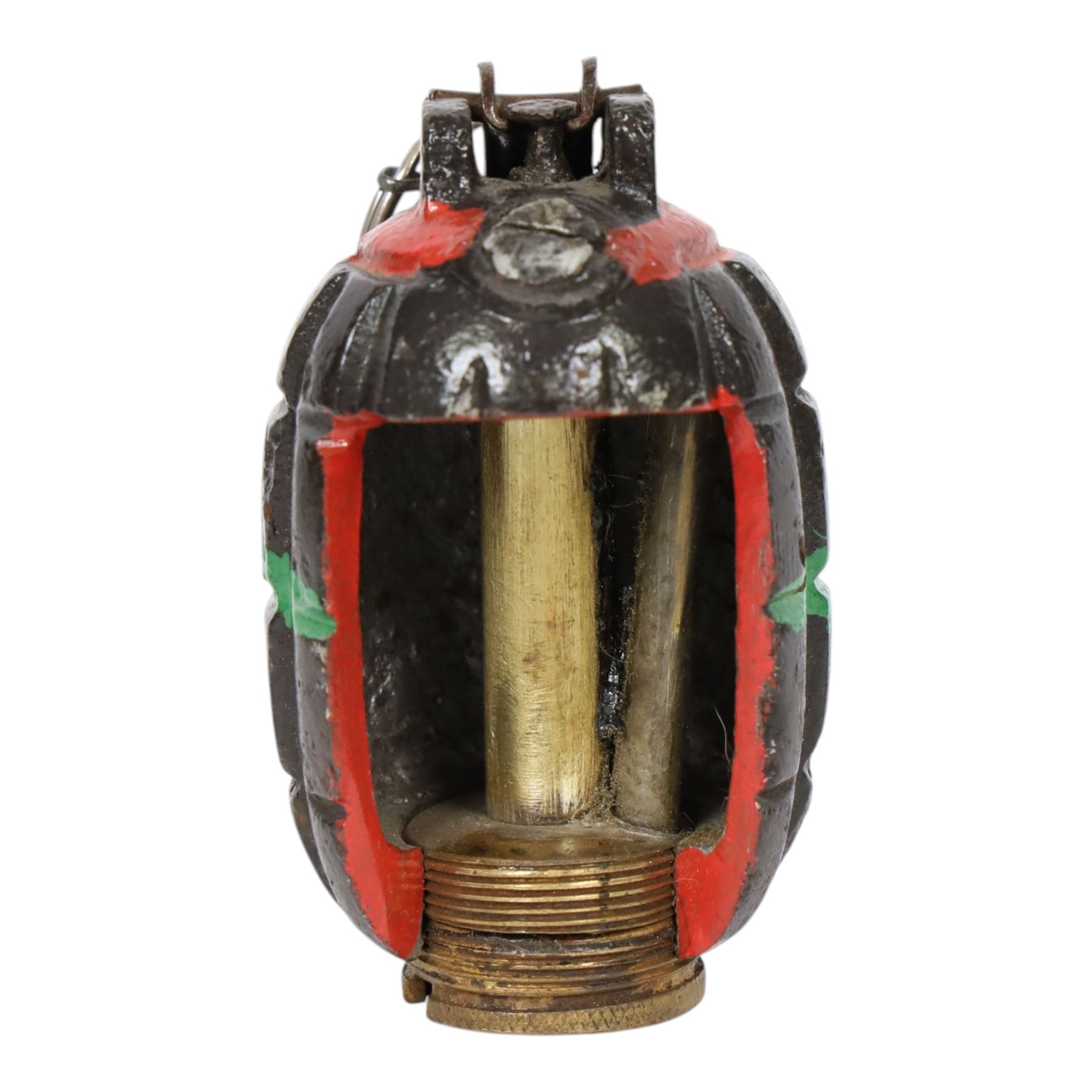 WWI No.5 Mk.1 Mills Bomb,Hand Grenade, the base dated 1916, the side cut-away and painted, H10cm