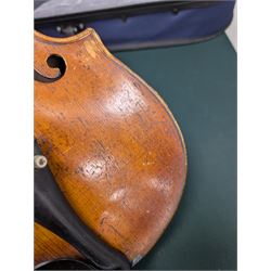 20th century violin, bearing label for Antonius and Hieronymus Amati, with bow stamped G. Werner, contained within fitted case