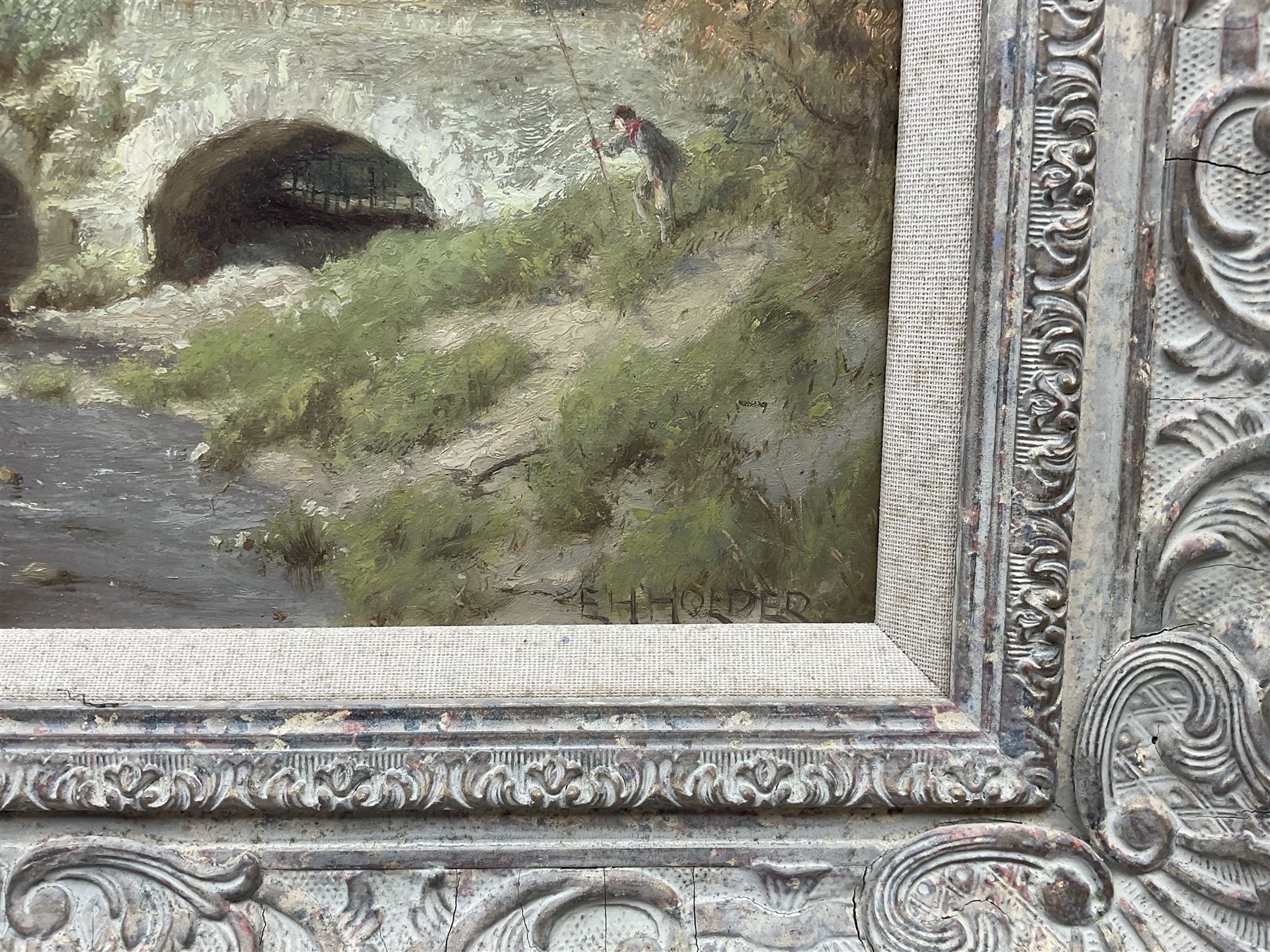 Edward Henry Holder (British c1848-1922): 'The Brathay Bridge', oil on board signed, titled verso 24cm x 34cm 