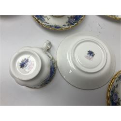 Royal Albert Moonlight Rose pattern tea service for six, comprising teacups and saucers, open sucrier, milk jug, dessert plates and cake plate, together with six other dinners wares in the same pattern