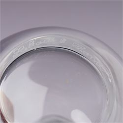 Lalique clear glass ' Clairefontaine' scent bottle with frosted glass stopper H12cm and another Lalique 'Folie' scent bottle  with arc tiara stopper H10cm both inscribed 'Lalique, France' (2)