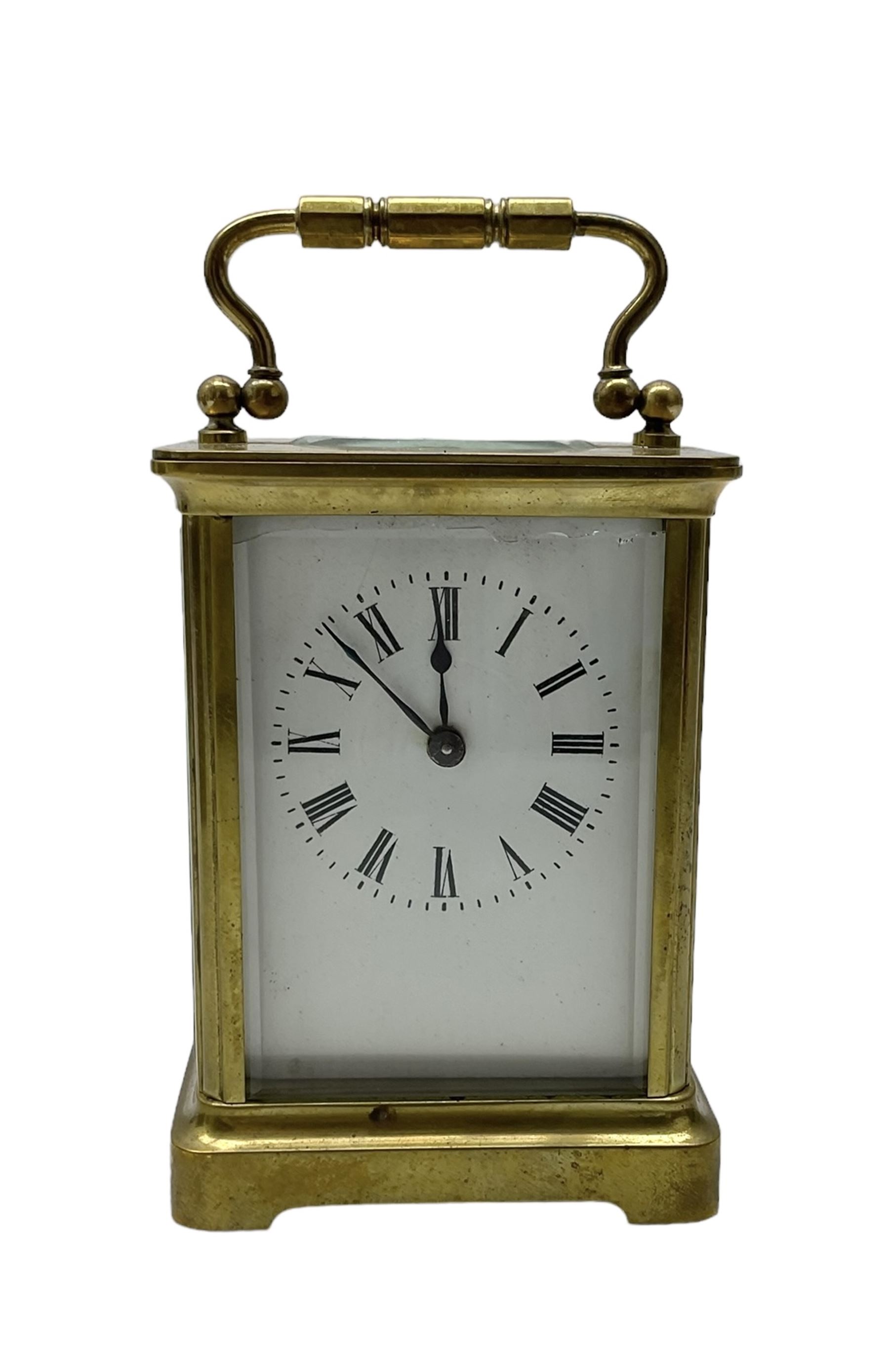 French - 19th century 8-day timepiece carriage clock with carrying case. Cylinder escapement.