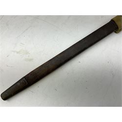 British Pattern 1907 bayonet with 43.5cm fullered steel blade; in leather scabbard with webbing frog L58cm overall; another Pattern 1907 bayonet lacking scabbard; and British Pattern 1888 Mk.I bayonet by Wilkinson London (no scabbard) (3)