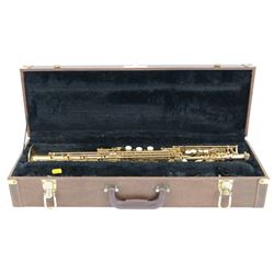 20th century Earlham straight soprano saxophone with mouthpiece, in a hard velvet lined case.