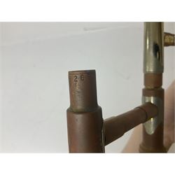 Three brass trombones comprising Elkhart Ind. USA 'CONN' model no.72H; Besson 'Concord'; and Selmer Distributed 'Lincoln'; two in carrying cases; and German B & M 'Champion' brass trumpet (4)