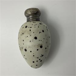 Victorian silver mounted scent bottle, modelled in the form of an egg, possibly McIntyre, the screw threaded cover stamped Silver, the body marked with registration no. 20772, H5.5cm