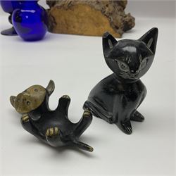 Bristol blue glass vase and goblet, together with Burleigh jug and other collectables