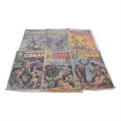 Eighteen Marvel and Curtis Conan the Barbarian comic books, spanning years 1974-1995, comprising 'Conan Classics' #1, #5, #6, #10, #11, 'Conan The Barbarian' issue #42, nine issues of 'The Savage Sword of Conan the Barbarian' issues #1, #2, #4, #9, #16, #21, #22, #24, and one other, 'Super Special The Savage Sword of Conan' and two 'Savage Tales featuring Conan The Barbarian', together with Curtis 'The Rampaging Hulk' #5, 'The Essential Hulk' vol.1 #1-6, X-Men Masterworks Vol. 1, 'Ghost Rider' direct edition, 'The Incredible Hercules', 'Strange Tales Featuring Warlock' #178, 'The Deadly Hands of Kung-Fu #29 and Marvel Graphic Novel 'Dreadstar' no. 3 (26)