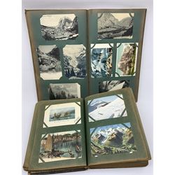 Two early 20th century albums containing over five-hundred and fifty Edwardian and later postcards including real photographic and printed British and continental topographical, shipping, interior scenes etc (2)