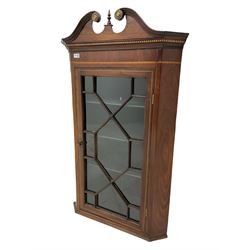 19th century inlaid mahogany corner display cabinet