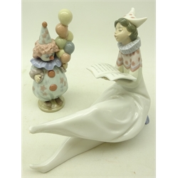  Lladro model of a clown, designed by Hazelle Marionette, H20cm and another Lladro figure 'Littlest Clown' (2)  