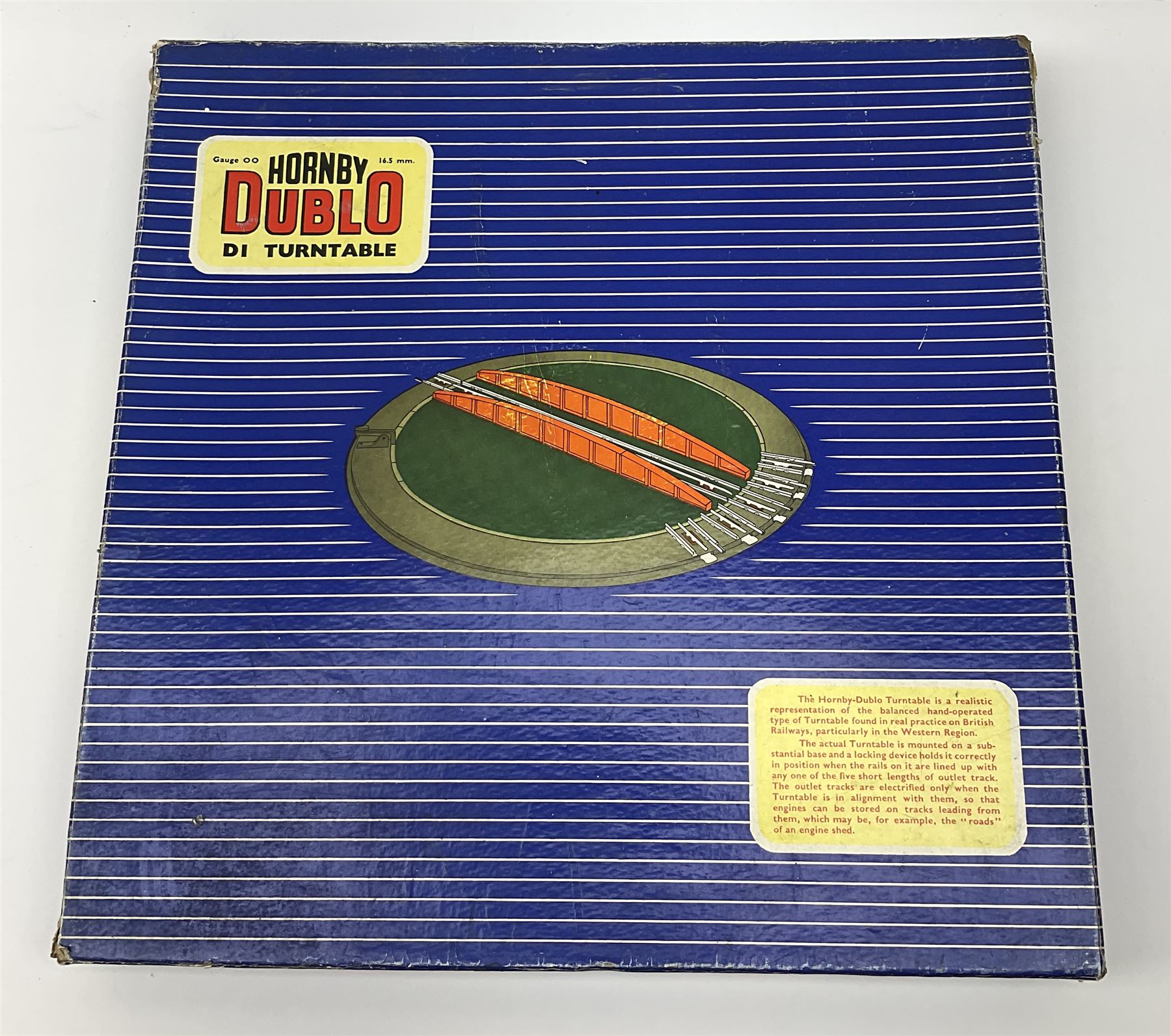 Hornby Dublo - six D1 accessories comprising Turntable; Through Station with separately boxed Platform Extension with Wall; Signal Cabin with orange roof and two packs of station names; Level Crossing; and Island Platform; all boxed (6)