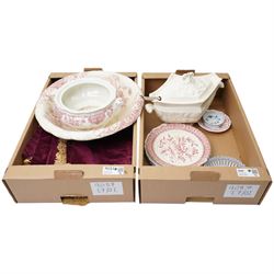 Large burgundy velvet table cover with gold fringe, together with a collection of mixed ta...