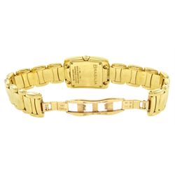 Ebel Brasilia ladies 18ct gold quartz wristwatch, Cal. 967, mother of pearl dial with diamond dot hour markers, on integral 18ct gold bracelet, with fold-over clasp, stamped 750 with Bernard dog hallmark