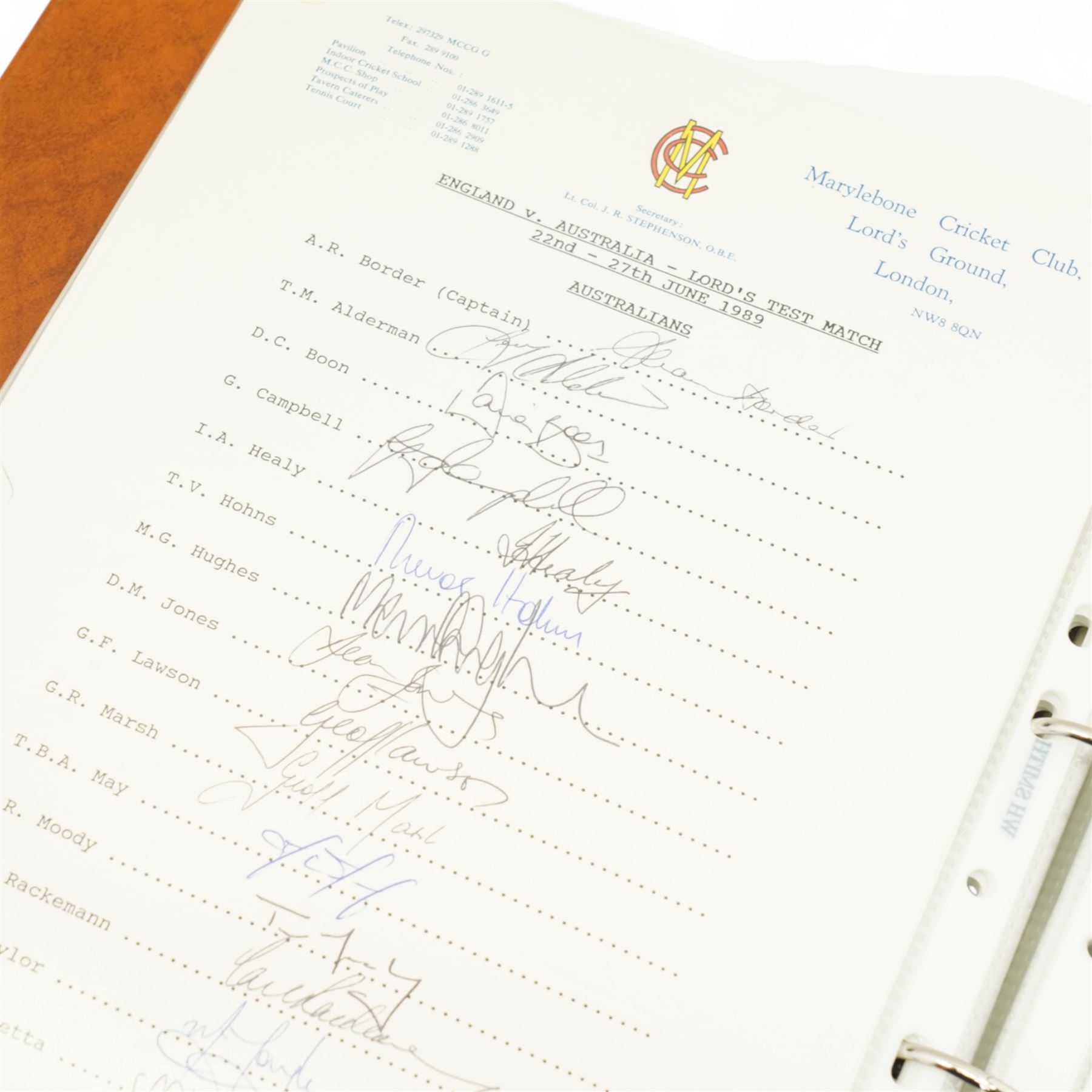 K S Ranjitsinhi - Jubilee Book of Cricket 1897, rebound in full calf and incorporating approximately 250 autographs of international cricketers, collected, compiled and presented by John E Harrison, all edges gilt together with a folder of correspondence, birthday card from Don Bradman, cuttings and autographs etc and a small album of photographs and correspondence