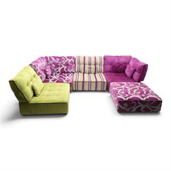 Fama - 'Arianne Love' modular sofa, comprising five sections; two corner 'C' sections, seat 'A' section and footstool, raised on bun feet