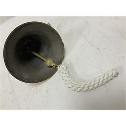 Wall hung brass bell with clapper, D15cm