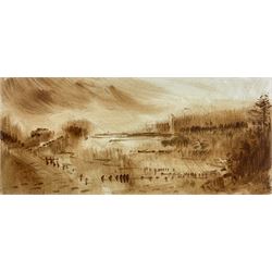 Kane Cunningham (British 1961-): 'Northdale towards Rosedale', limonite on paper, signed and titled verso 19cm x 43cm