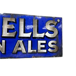 Large Vintage enamel advertising sign, of rectangular form, detailed 'RUSSELLS MALTON ALES' upon a blue ground, H61cm L183cm