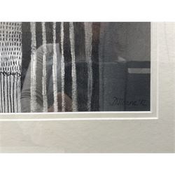 Debbie Loane (Northern British Contemporary): 'A Landscape at Work', mixed media, signed titled and dated 2012 verso 34cm x 34cm 