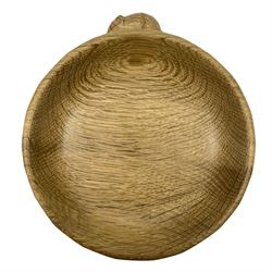 Mouseman - tooled oak nut bowl, carved with mouse signature, by the workshop of Robert Thompson, Kilburn, D16cm 