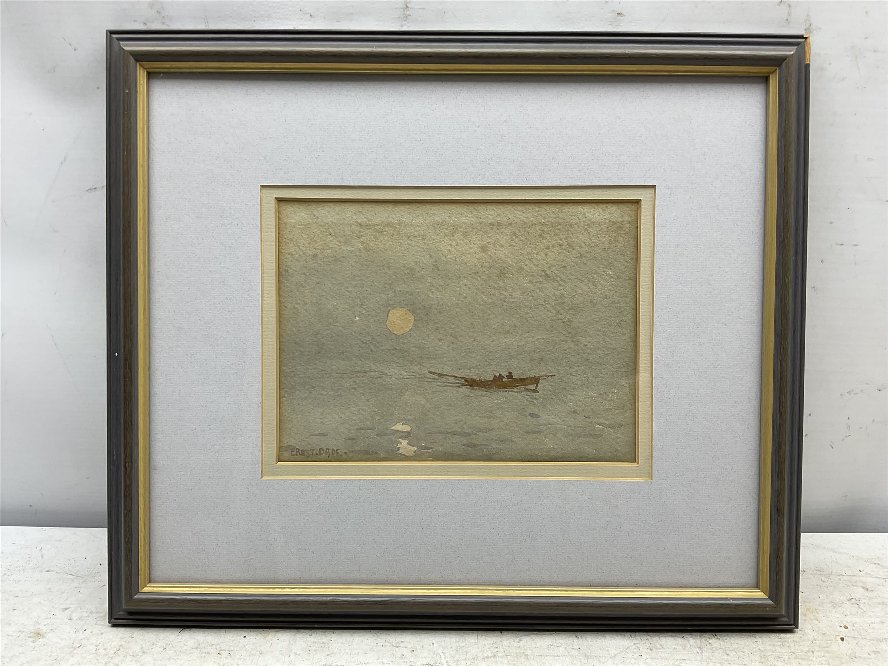 Ernest Dade (Staithes Group 1868-1934): Rowing in Open Water at Dawn, watercolour signed 15cm x 21cm