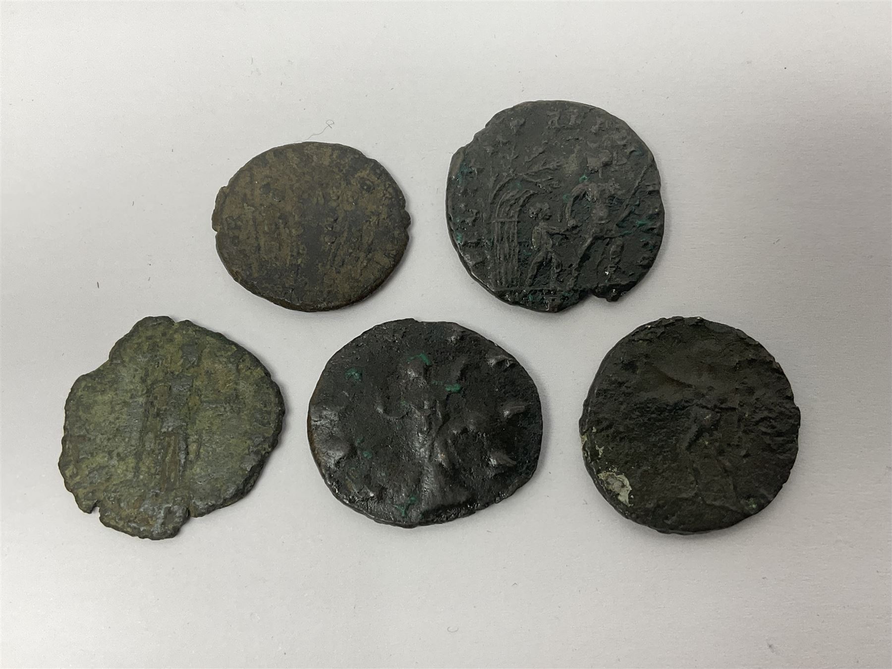 Ancient Roman Coinage, group of seventeen bronze and copper-alloy coins to include Maximianus and Galeria Valeria, along with an unidentified 76% silver round, overall weight 14g