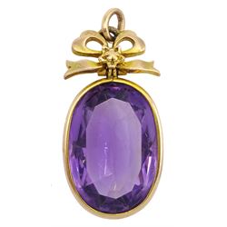 Early 20th century 10ct gold oval amethyst bow pendant 