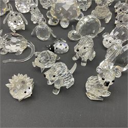Collection of Swarovski Crystal animals, to include hedgehogs, snails, birds, mice and snakes, etc