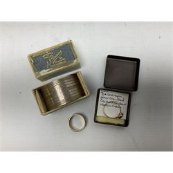 9ct gold stone set ring, silver napkin ring hallmarked Chester and a hallmarked silver gilt ring