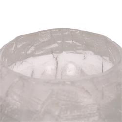 Glasbruk bowl by Gote Augustsen for Ruda, of textured dimond form, H12cm