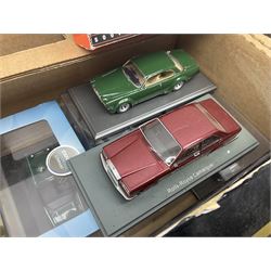Set of twelve unboxed Britains figures of soldiers; quantity of Corgi and Solido military vehicles and aircraft; and quantity of die-cast models by Lledo, Days Gone, Matchbox, Oxford etc including Bburago 1:18 scale Jaguar E Cabriolet (1961); promotional models etc; most boxed