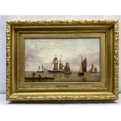 Henry Redmore of Hull (British 1820-1887): Sailing Vessels in a Calm Estuary, oil on canvas signed and dated 1864, 29cm x 49cm