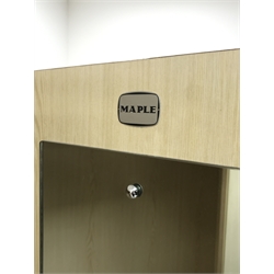 Mid 20th century 'Maple' light wood laminate bedroom suite - double wardrobe (W120cm, H156cm, D56cm), and matching dressing table (W153cm, H126cm, D45cm)