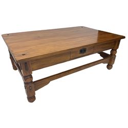 Rectangular hardwood coffee table, fitted with single drawer