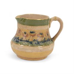 William Moorcroft for James Macintyre & Co Florian Ware tea service, in poppy pattern, comprising teapot, hot water jug, milk jug and open sucrier, all with printed mark beneath, teapot H12cm  