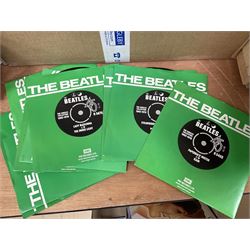 Large quantity of vinyl LPs to include Madonna, ABBA, The Carpenters etc, together with a quantity of 45rpm records, to include approx nine The Beatles The Singles Collection examples etc