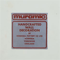 Two 1960's Hornsea pottery Muramic plaques designed by John Clappison, comprising framed example in the form a stylised figure of a lady and an unframed example in the form of a bird, H45cm