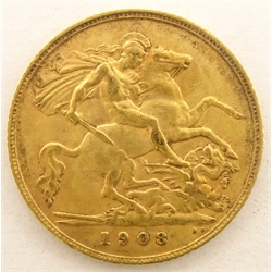  King Edward VII 1908 gold half sovereign  
