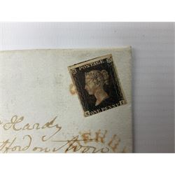 Queen Victoria penny black stamp on cover / entire, red MX cancel