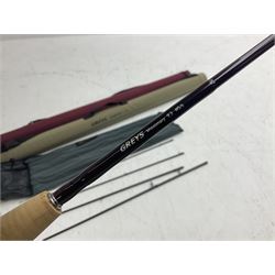Five fly fishing rods, to include Greys Greyflex M2, Greys Missionary 9'3 etc, together with fly reel, flies, Wychwood fishing bag and various fishing other tackle items 